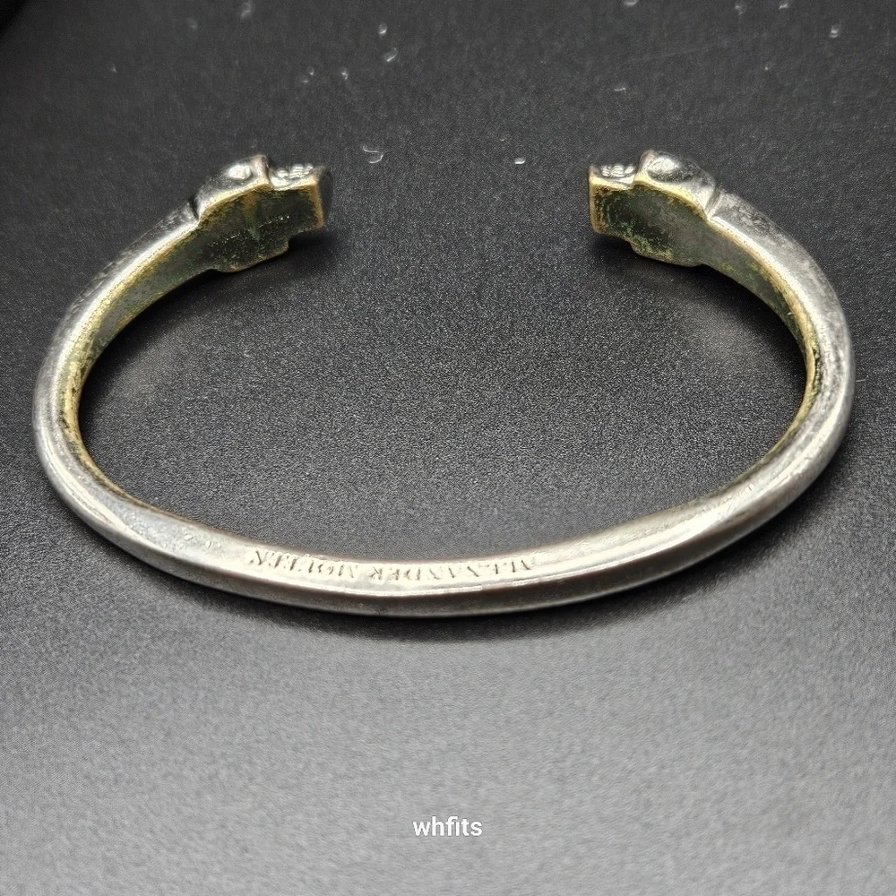 Alexander McQueen Double Skull Vintage Metal Bangle - Picture 4 of 5